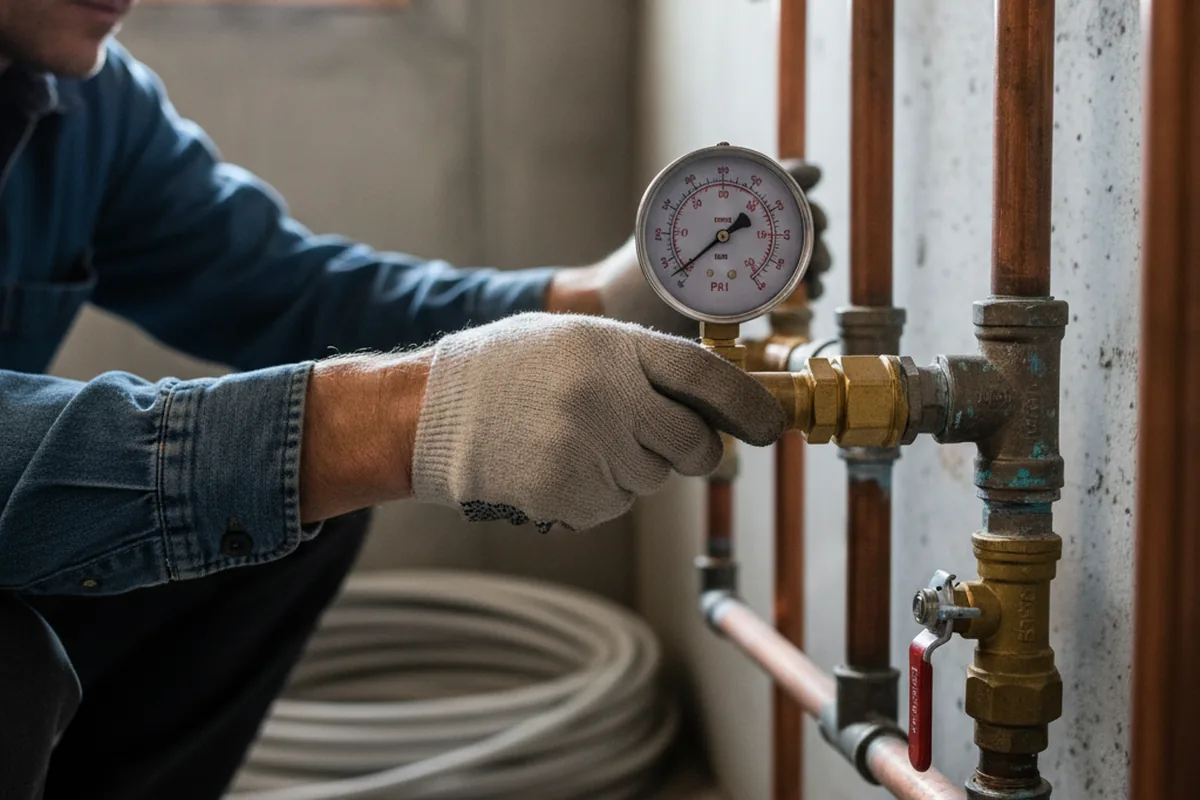 Pressure testing a repaired line during Water Line Repair in Lake Havasu City